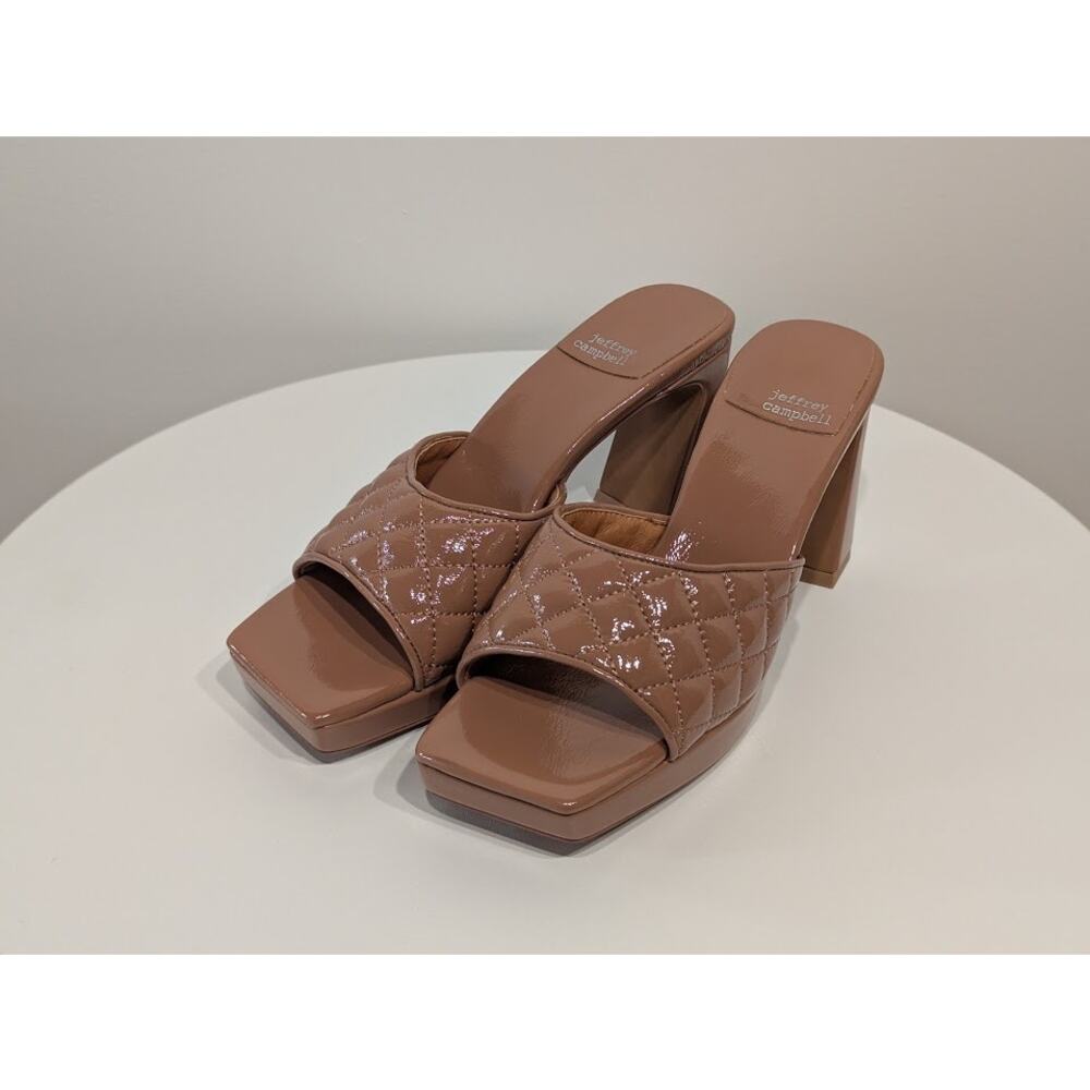 Jeffrey Campbell Quilted Patent Block Heel Mules